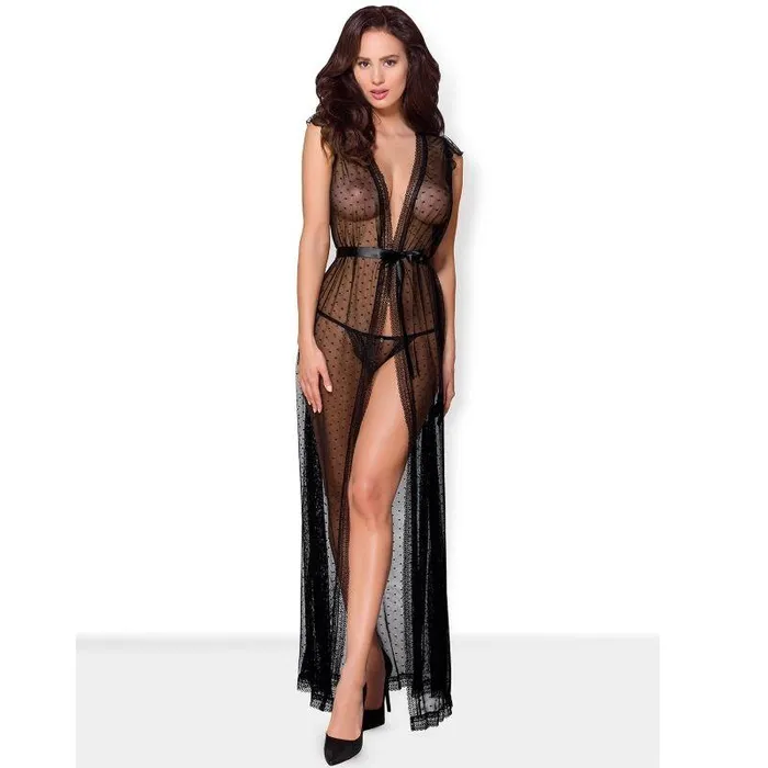 Anal Obsessive Obsessive Sexy Lingerie 876 Peignoir SM Black