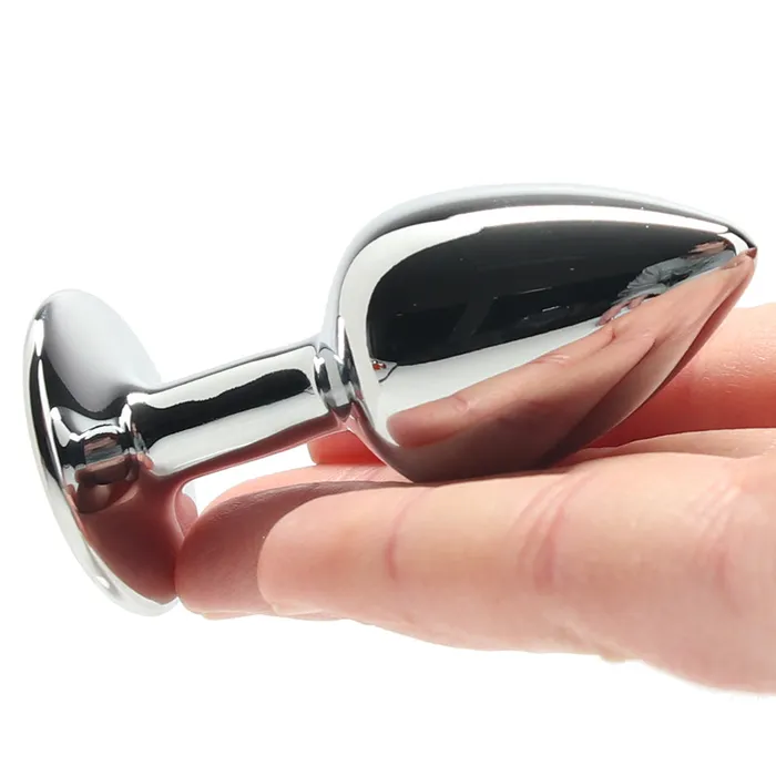 Anal Shots Toys Ouch Round Gem Silver Plug in Small Anal Shots Toys Ouch Round Gem Silver Plug in Small