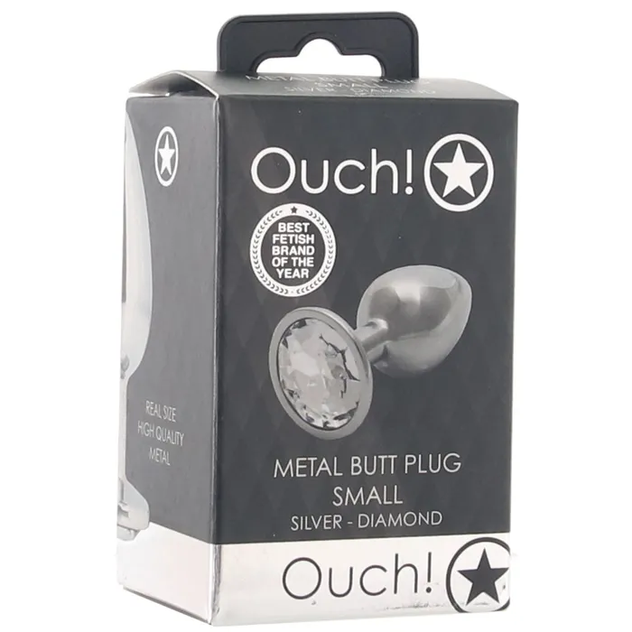 Anal Shots Toys Ouch Round Gem Silver Plug in Small Anal Shots Toys Ouch Round Gem Silver Plug in Small