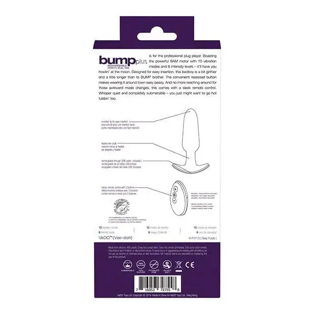Anal VeDO Bump Plus Rechargeable Remote Control Plug VDO