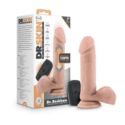 Blush Dr Skin Silicone Dr Beckham Rechargeable RemoteControlled 7 in Thumping Dildo with Balls Suction Cup Beige Blush Dildos Blush Dr Skin Silicone Dr Beckham Rechargeable RemoteControlled 7 in Thumping Dildo with Balls Suction Cup Beige Blush Dildos