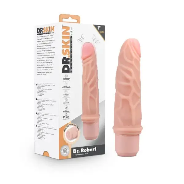 Blush Female Sex Toys Dr Skin Silicone Dr Robert 7 In Vibrating Dildo