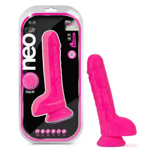 Blush Neo Elite 9 in Silicone Dual Density Dildo with Balls Suction Cup Neon Pink Blush Dildos Blush Neo Elite 9 in Silicone Dual Density Dildo with Balls Suction Cup Neon Pink Blush Dildos