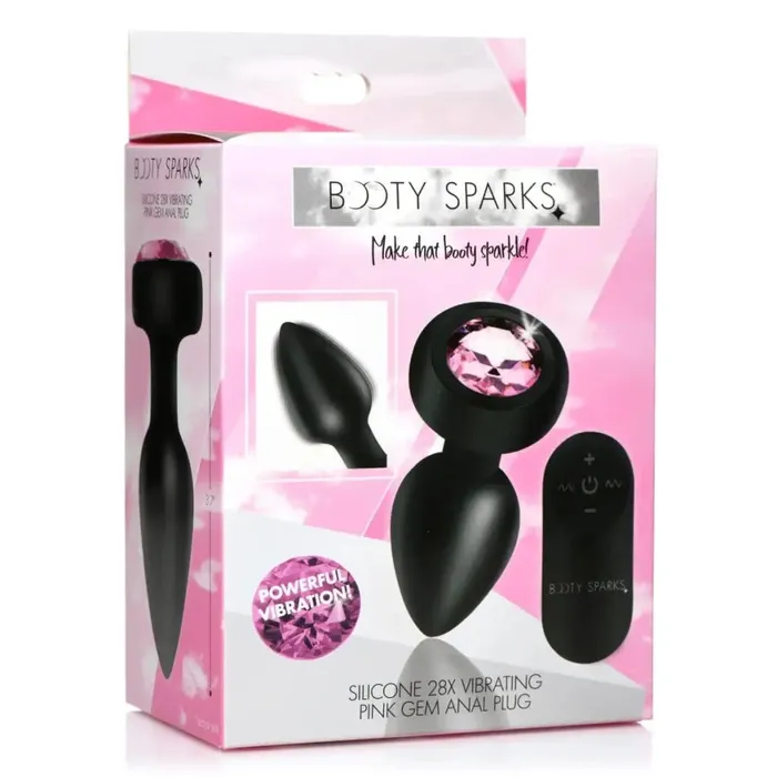 Booty Sparks 28x Vibrating Silicone Pink Gem Anal Plug Booty Sparks Male Sex Toys