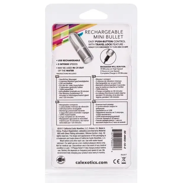 CalExotics Rechargeable Mini Bullet Silver Female Sex Toys