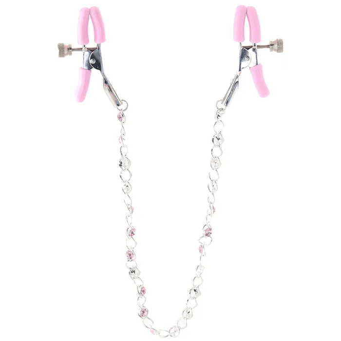 CalExotics Vibrators nipple play Crystal Chain Nipple Clamps in Pink