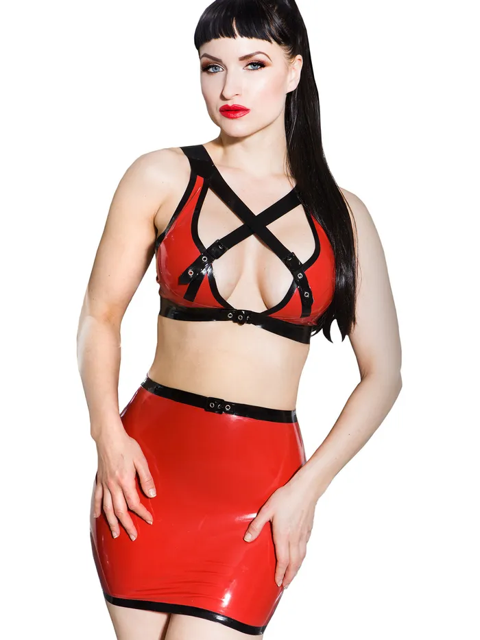 Candy Apple Latex Skirt in Red Black HonourSkintwocom Anal