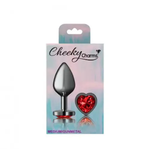 Cheeky Charms Heart Deep Red Gunmetal Butt Plug Viben Anal