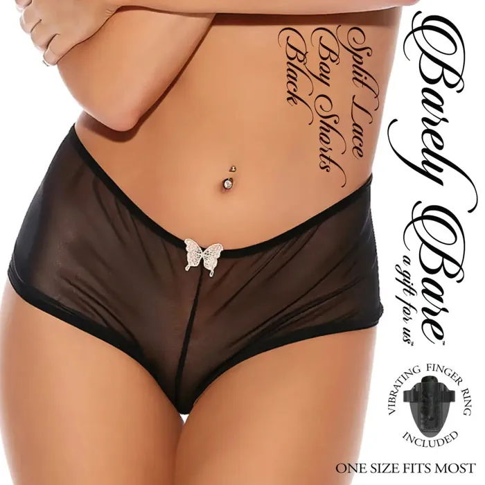 Couples Barely Bare Split Lace Boy Shorts Os Evolved Novelties