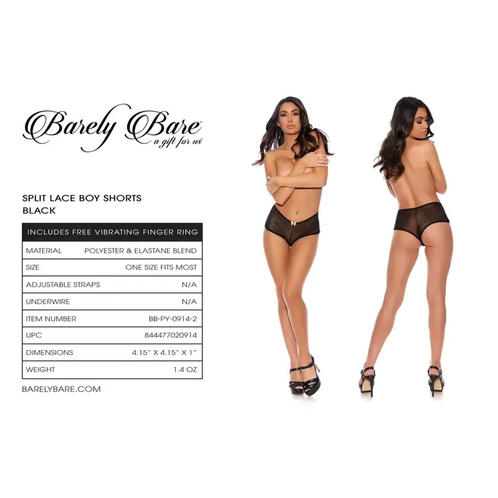 Couples Barely Bare Split Lace Boy Shorts Os Evolved Novelties