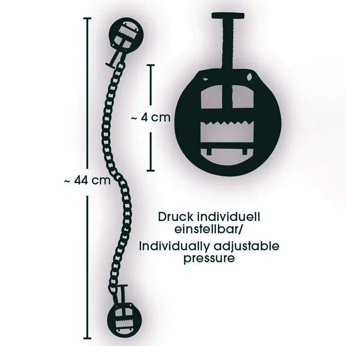 Couples Fetish Collection Round Screw Nipple Clamps with Metal Chain