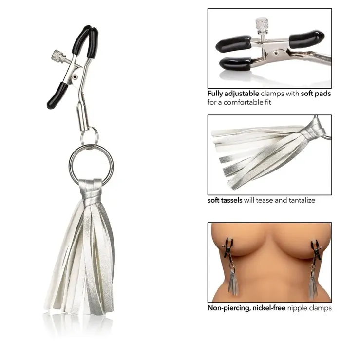 Couples Nipple Play Playful Tassels Nipple Clamps CalExotics Couples Nipple Play Playful Tassels Nipple Clamps CalExotics