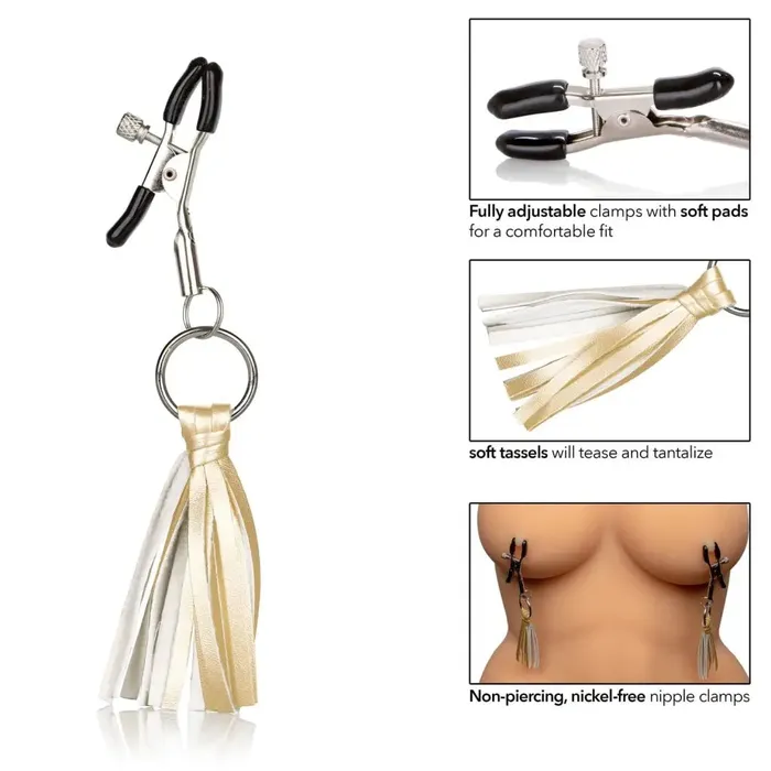 Couples Nipple Play Playful Tassels Nipple Clamps CalExotics Couples Nipple Play Playful Tassels Nipple Clamps CalExotics