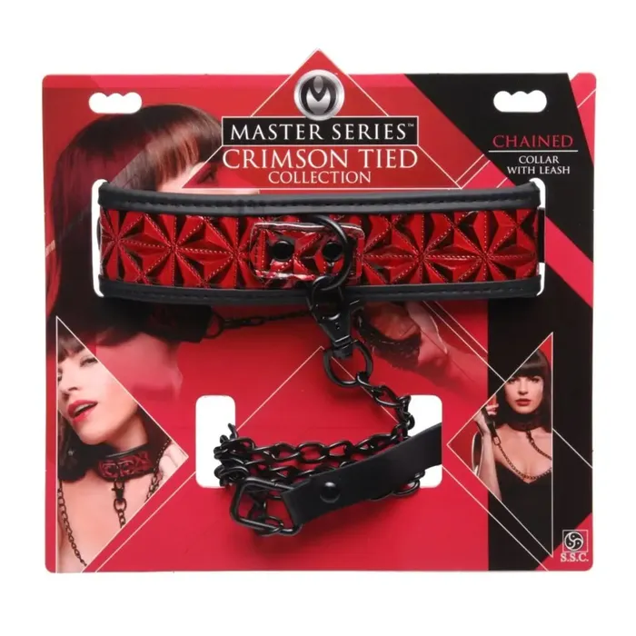 Crimson Tied Collar With Leash Master Series Male Sex Toys Crimson Tied Collar With Leash Master Series Male Sex Toys