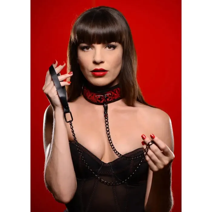 Crimson Tied Collar With Leash Master Series Male Sex Toys Crimson Tied Collar With Leash Master Series Male Sex Toys