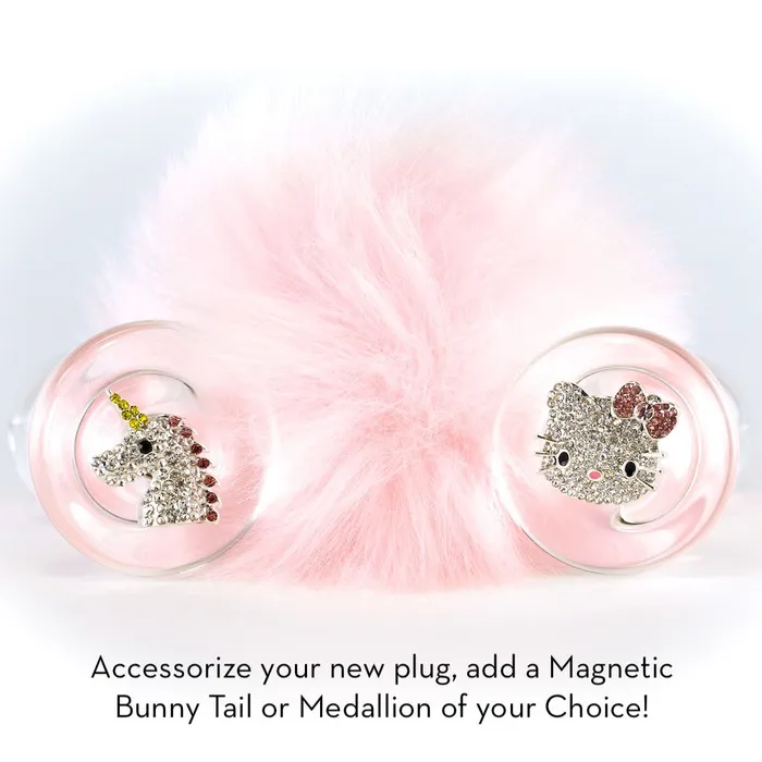 Crystal Delights Anal Black Magnetic Sparkle Bunny Tail Plug