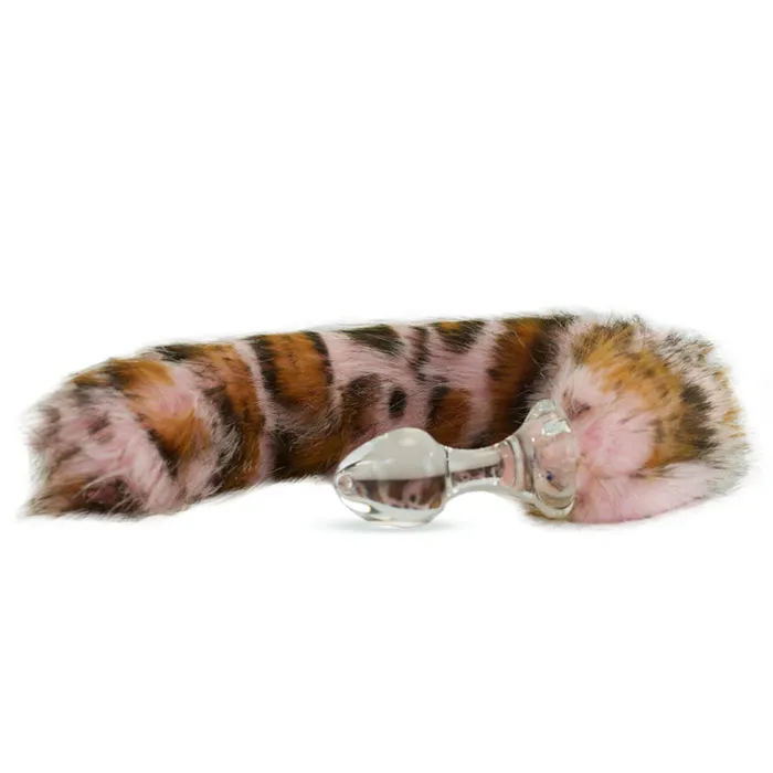 Crystal Delights Anal Pink Snow Leopard Crystal Minx Faux Fur Tail Plug