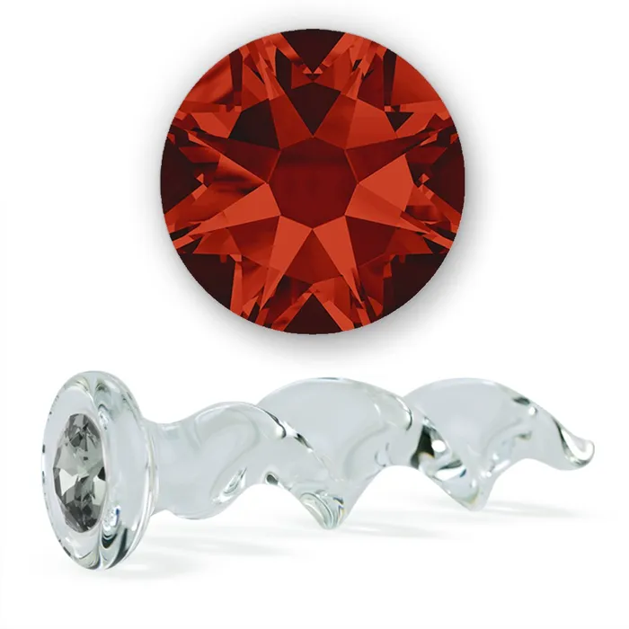 Crystal Delights Dildos Red Magma Crystal Twist Glass Dildo