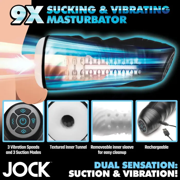 Curve Toys 9x Sucking And Vibrating Masturbator Male Sex Toys