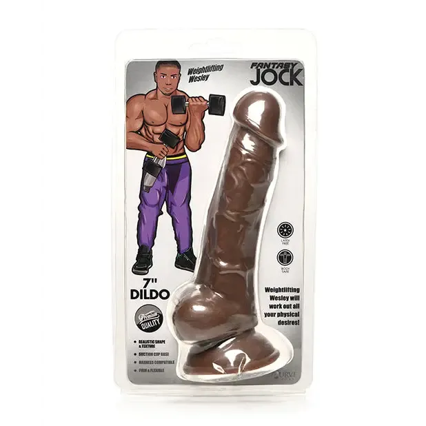 Curve Toys Jock Weightlifting Wesley 7 in Dildo with Balls Dark Female Sex Toys Curve Toys Jock Weightlifting Wesley 7 in Dildo with Balls Dark Female Sex Toys