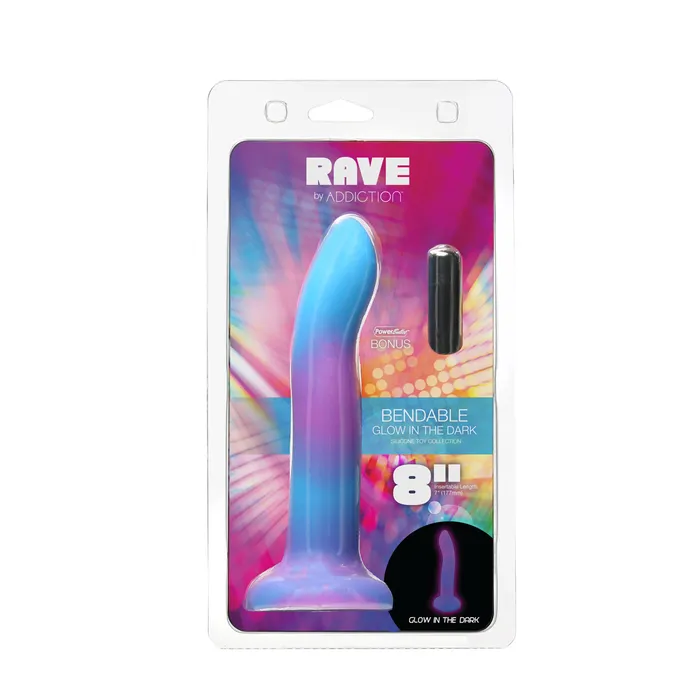 Dildos Addiction Rave by Addiction 8 Glow in the Dark Dildo Blue Purple