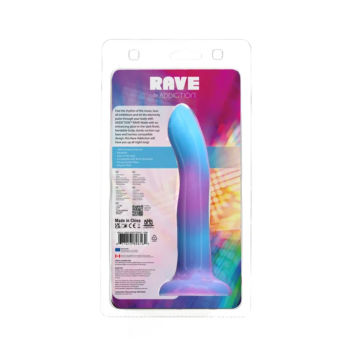 Dildos Addiction Rave by Addiction 8 Glow in the Dark Dildo Blue Purple