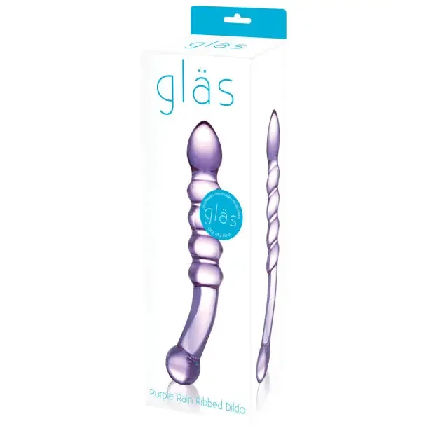 Dildos Glas Purple Rain Ribbed Glass Dildo Electric Eel INC