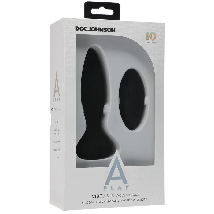 Doc Johnson A Play Adventurous VIBE Silicone Vibrating Butt Plug with Remote Black Doc Johnson Anal Doc Johnson A Play Adventurous VIBE Silicone Vibrating Butt Plug with Remote Black Doc Johnson Anal