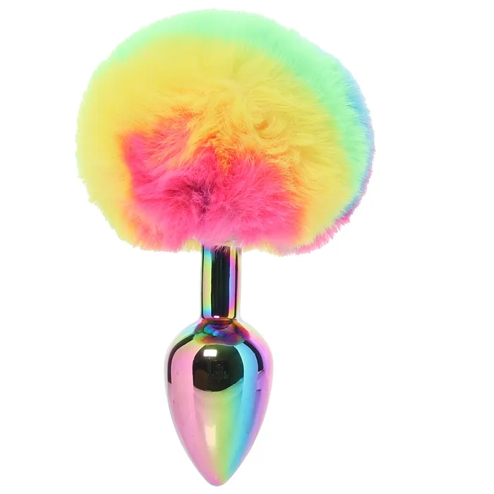 Electric Eel Anal Gemsations 3 Inch Bunny Tail Butt Plug in Rainbow
