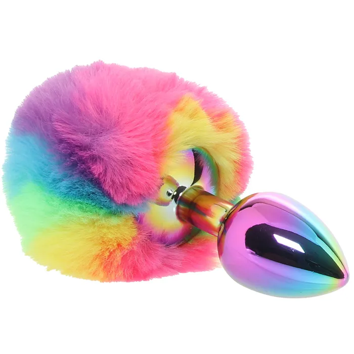 Electric Eel Anal Gemsations 3 Inch Bunny Tail Butt Plug in Rainbow