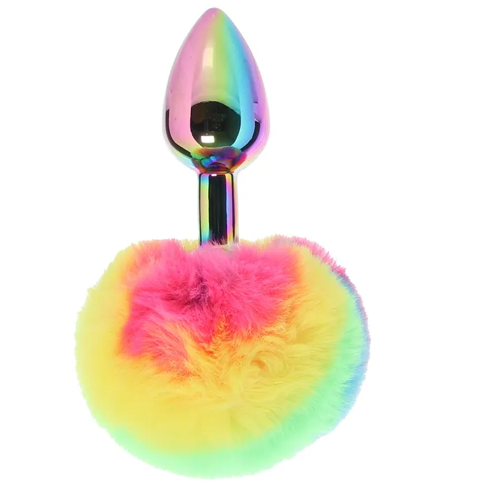 Electric Eel Anal Gemsations 3 Inch Bunny Tail Butt Plug in Rainbow