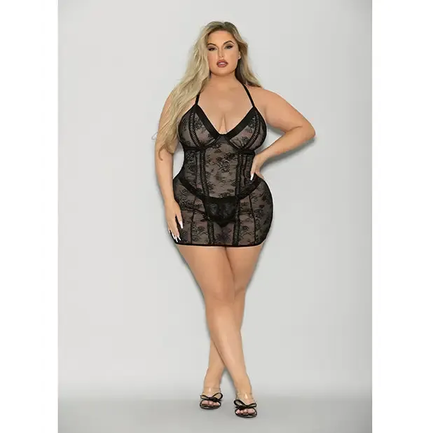 Escante Anal Flame Fetish Boss Lady Lace Up Back Chemise Wide Band Thong Black 1x2x Escante Anal Flame Fetish Boss Lady Lace Up Back Chemise Wide Band Thong Black 1x2x