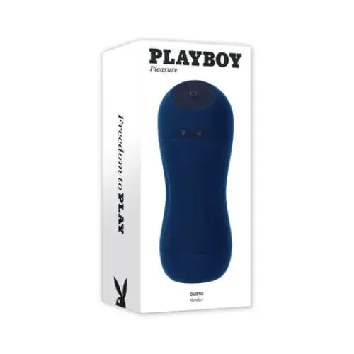 evolv Playboy Gusto Rechargeable Sucking Vibrating Stroker Navy Male Sex Toys evolv Playboy Gusto Rechargeable Sucking Vibrating Stroker Navy Male Sex Toys