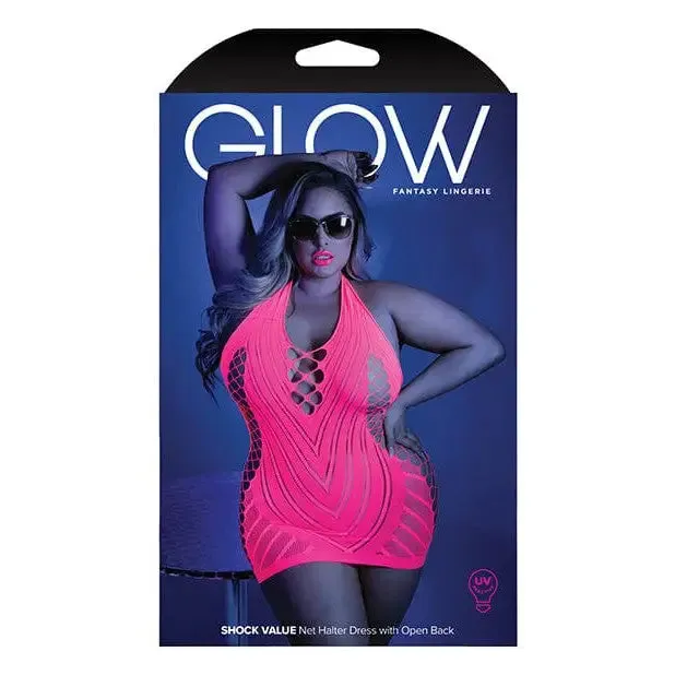 Fantasy Lingerie Anal Glow Shock Value Black Light Net Halter Dress by Fantasy Lingerie