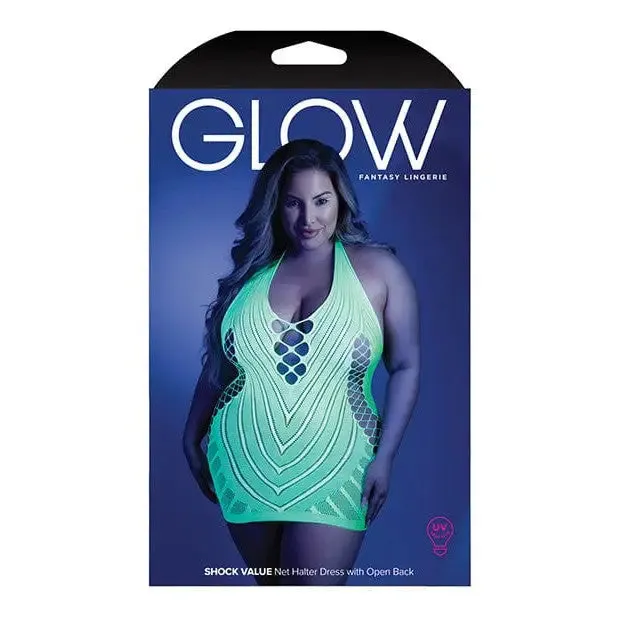 Fantasy Lingerie Anal Glow Shock Value Black Light Net Halter Dress by Fantasy Lingerie