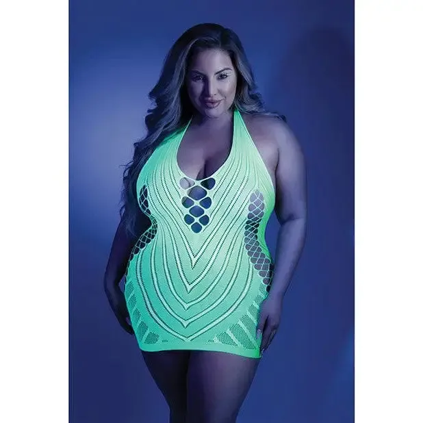 Fantasy Lingerie Anal Glow Shock Value Black Light Net Halter Dress by Fantasy Lingerie