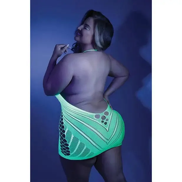 Fantasy Lingerie Anal Glow Shock Value Black Light Net Halter Dress by Fantasy Lingerie