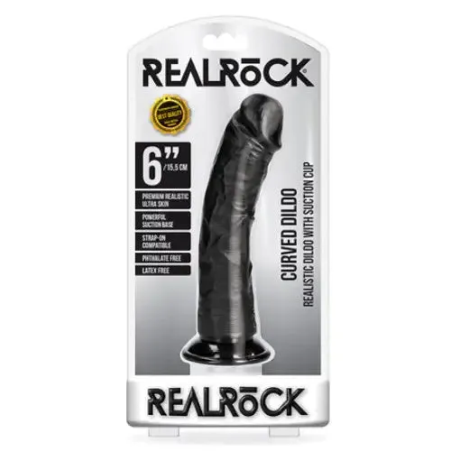 Female Sex Toys SHOTS AMERICA RealRock Realistic 6 in Curved Dildo With Suction Cup Black Female Sex Toys SHOTS AMERICA RealRock Realistic 6 in Curved Dildo With Suction Cup Black