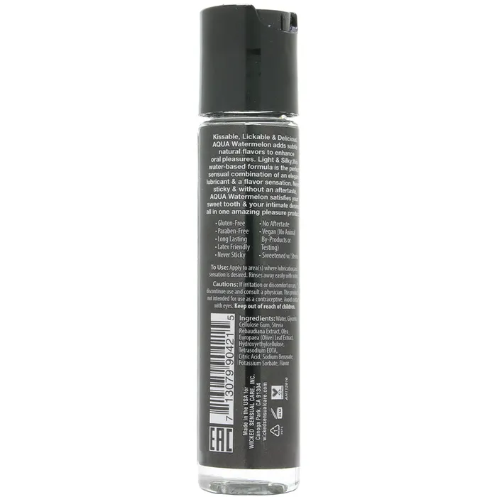 Female Sex Toys Wicked Sensual Care Aqua Flavored Lube 1oz30ml in Watermelon Female Sex Toys Wicked Sensual Care Aqua Flavored Lube 1oz30ml in Watermelon