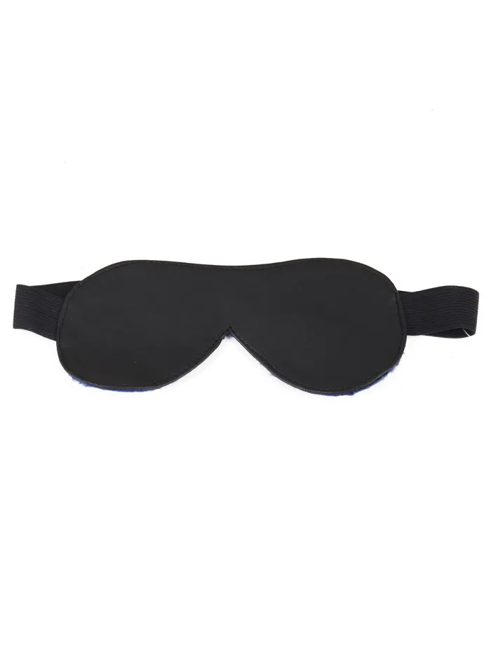 HonourSkintwocom Leather Blindfold With Blue Fur Lining One Size Mens Underwear