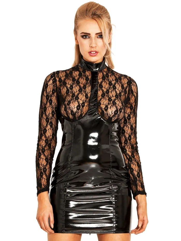 HonourSkintwocom PVC Sexpress Lace Dress in Black Female Sex Toys