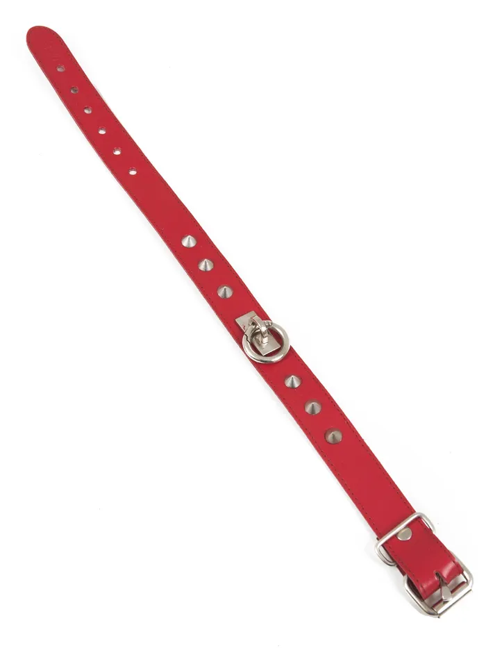 HonourSkintwocom Red Leather ORing Studded Collar Restraints HonourSkintwocom Red Leather ORing Studded Collar Restraints