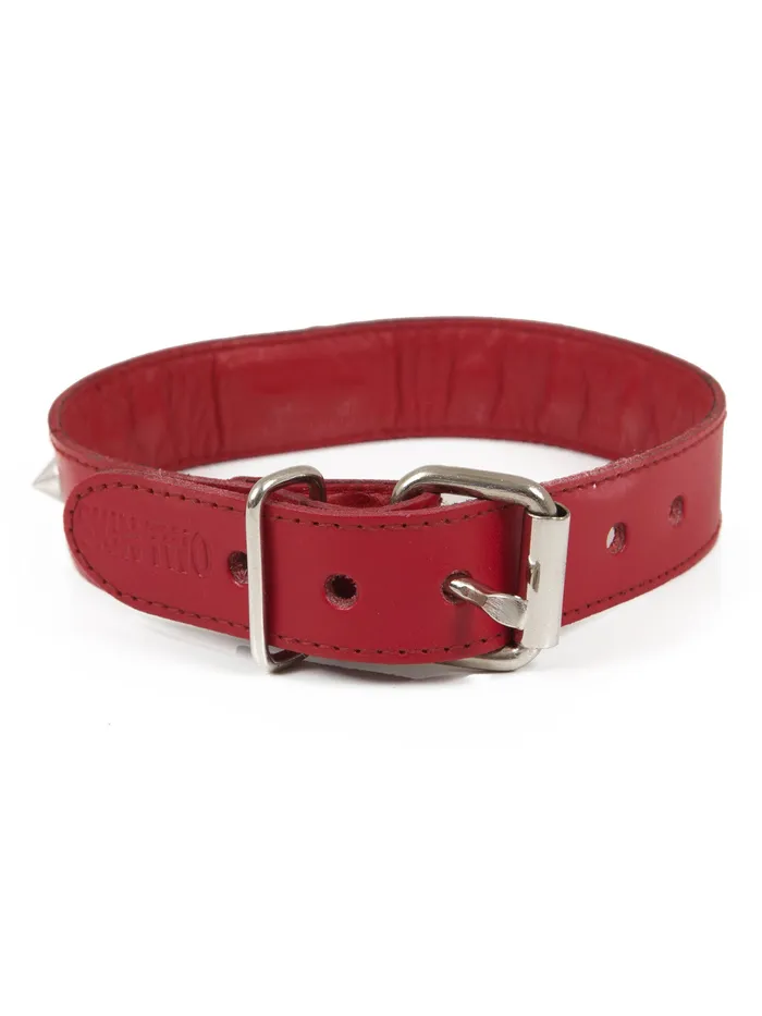 HonourSkintwocom Red Leather ORing Studded Collar Restraints HonourSkintwocom Red Leather ORing Studded Collar Restraints