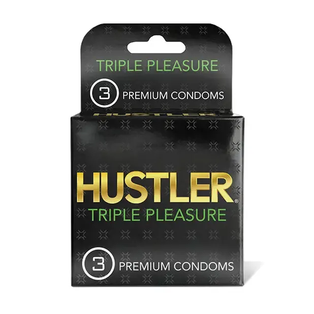 Hustler Triple Pleasure Premium Condoms Pack of 3 Lbc Products INC Vibrators