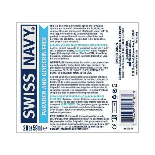 Lubricants Swiss Navy Swiss Navy Paraben Glycerin Free Premium Lubricant