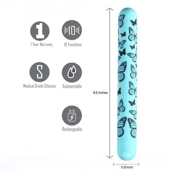 Maia Toys Female Sex Toys Monarch Butterfly Pattern Long Rechargeable Bullet Maia Toys Female Sex Toys Monarch Butterfly Pattern Long Rechargeable Bullet