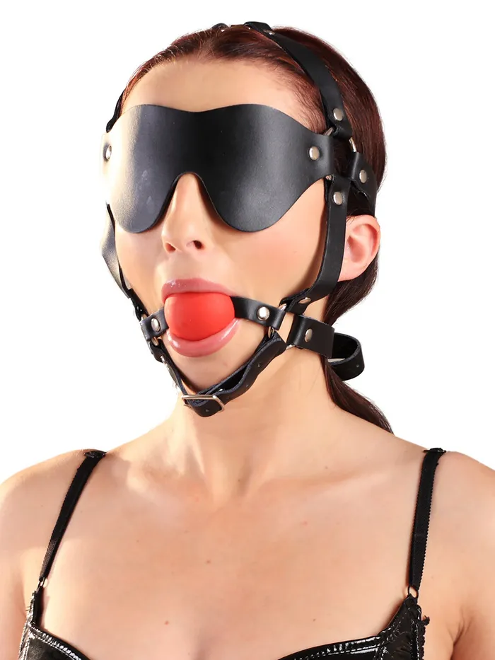Male Sex Toys HonourSkintwocom Leather Head Harness with Ball Gag and Blindfold Male Sex Toys HonourSkintwocom Leather Head Harness with Ball Gag and Blindfold