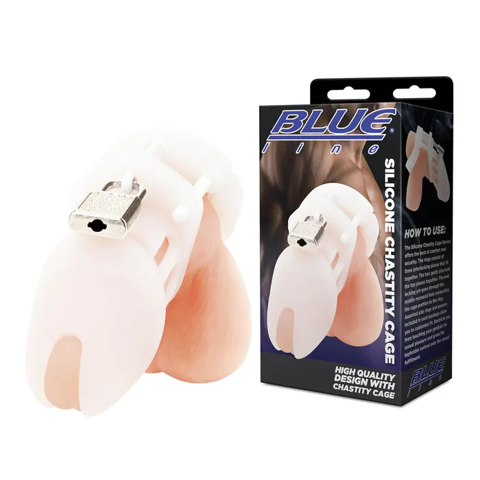 Male Sex Toys Other Brands Blue Line Silicone Chastity Cage