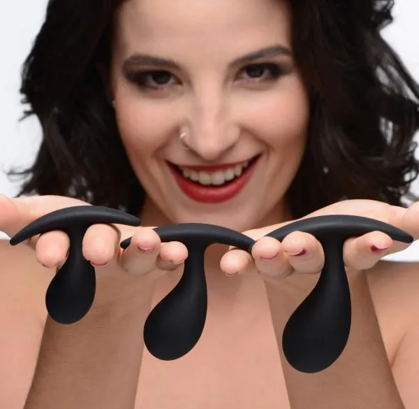 Master Series Anal Dark Droplets 3 Piece Curved Silicone Anal Trainer Set