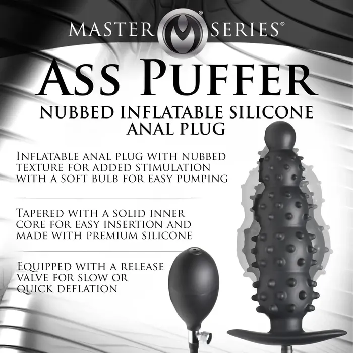 Master Series Male Sex Toys Ass Puffer Nubbed Inflatable Silicone Anal Plug